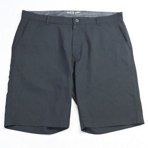 Matte Grey 38‎ x 10" Black Stretch Tech Golf Chino Shorts